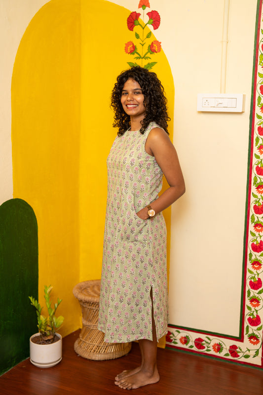 Allu Handblock A-Line Dress (XL,XXL)