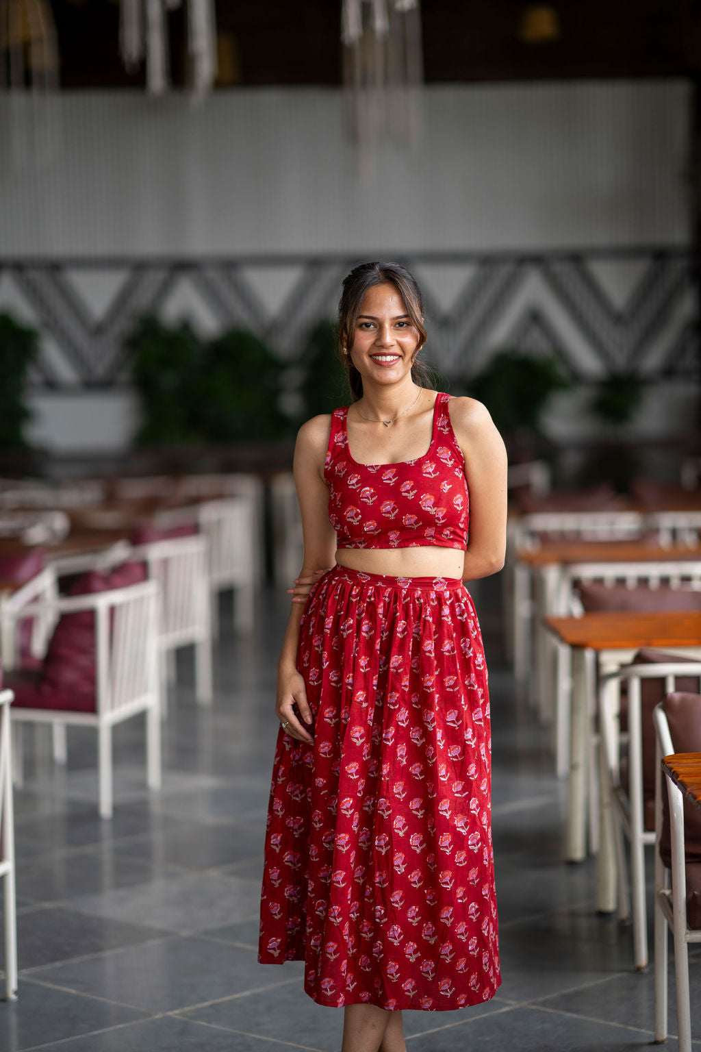 Red Lips Pleated Skirt Set (only XS)