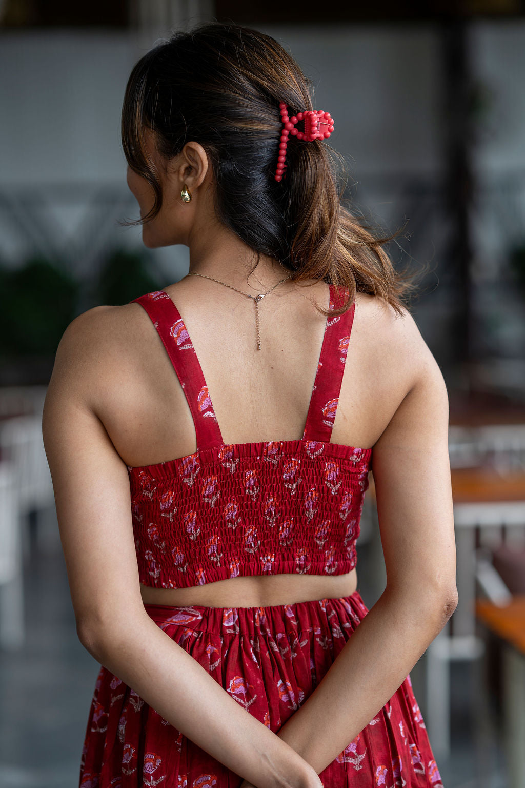 Red Lips Pleated Skirt Set (only XS)