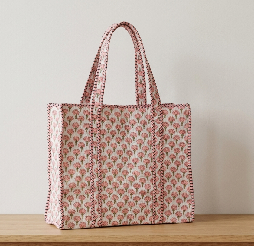 Handblock Quilted Tote Bags