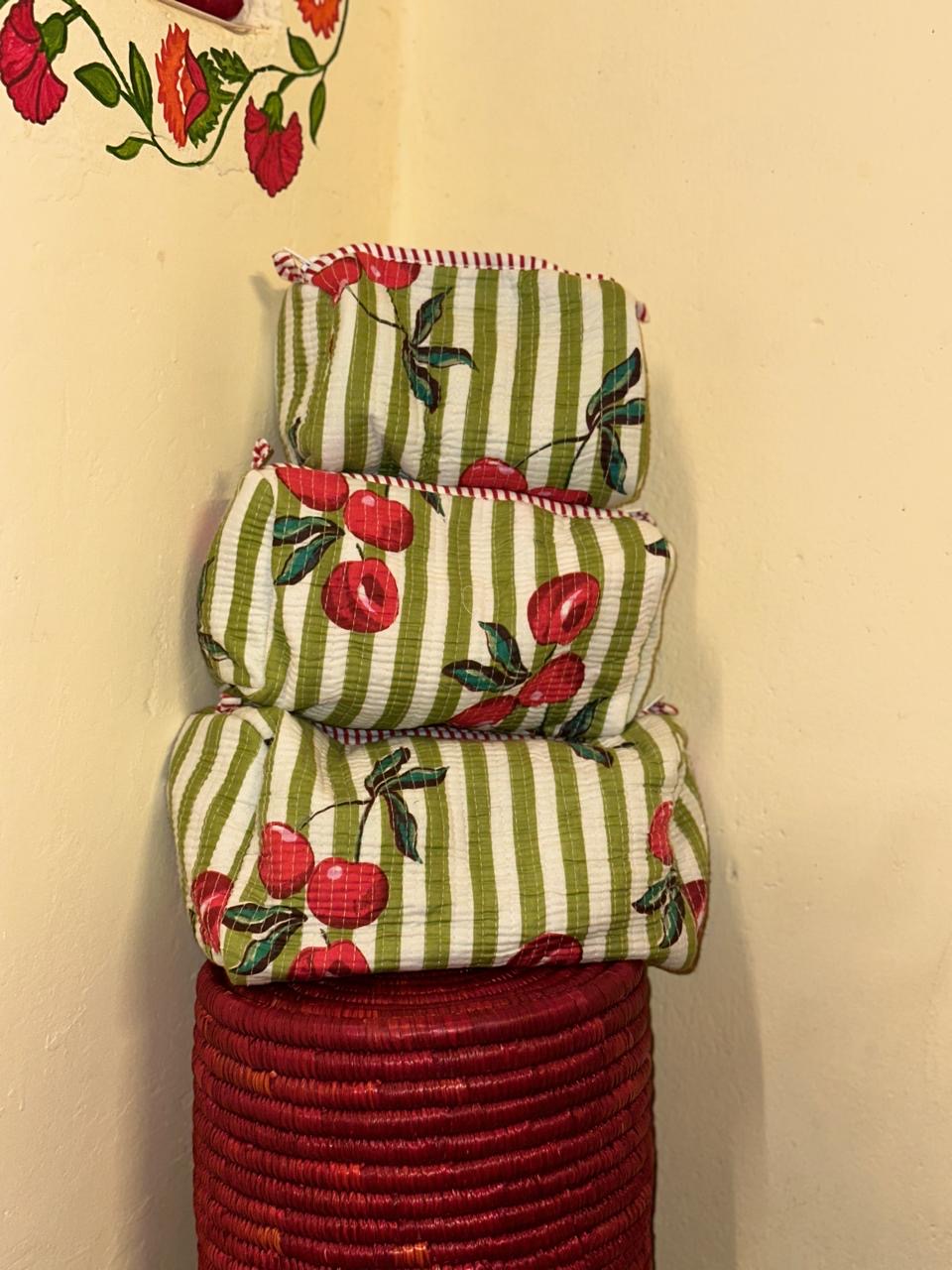 Handblock Quilted Travel Pouches- Set of 3