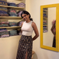Shreya Handblock Slit Skirt(L,XL)
