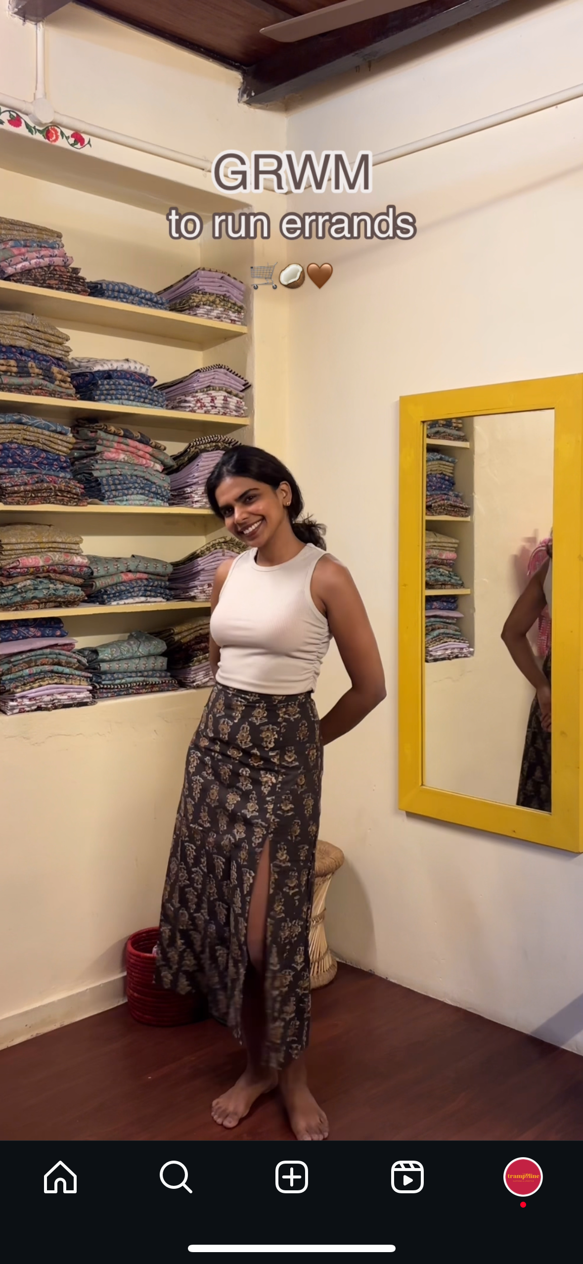 Shreya Handblock Slit Skirt(L,XL)