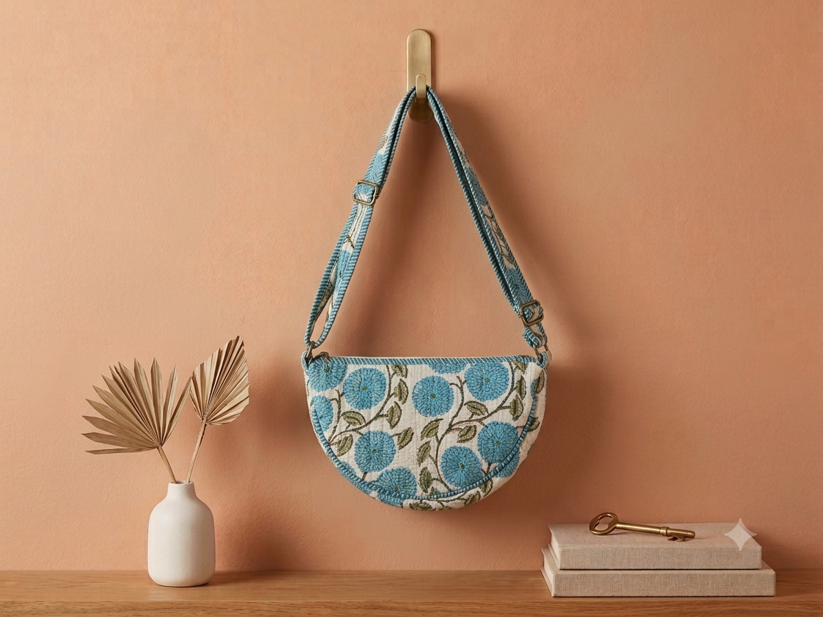 Handblock Quilted Sling Bag