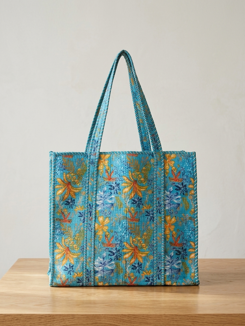 Handblock Quilted Tote Bags