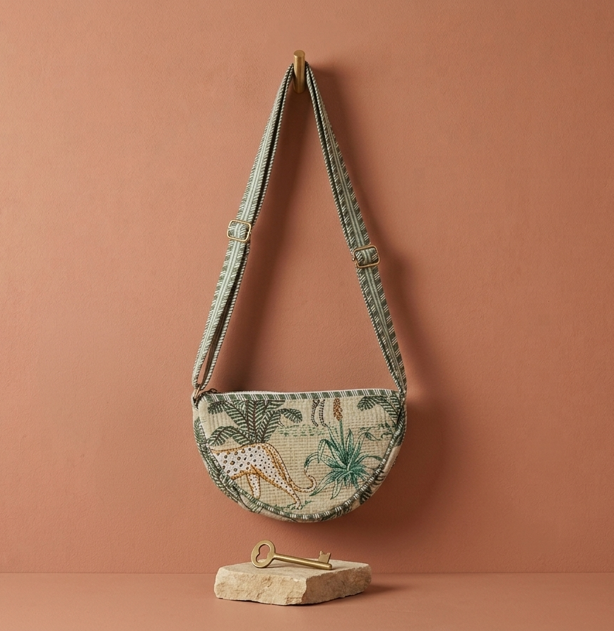 Handblock Quilted Sling Bag