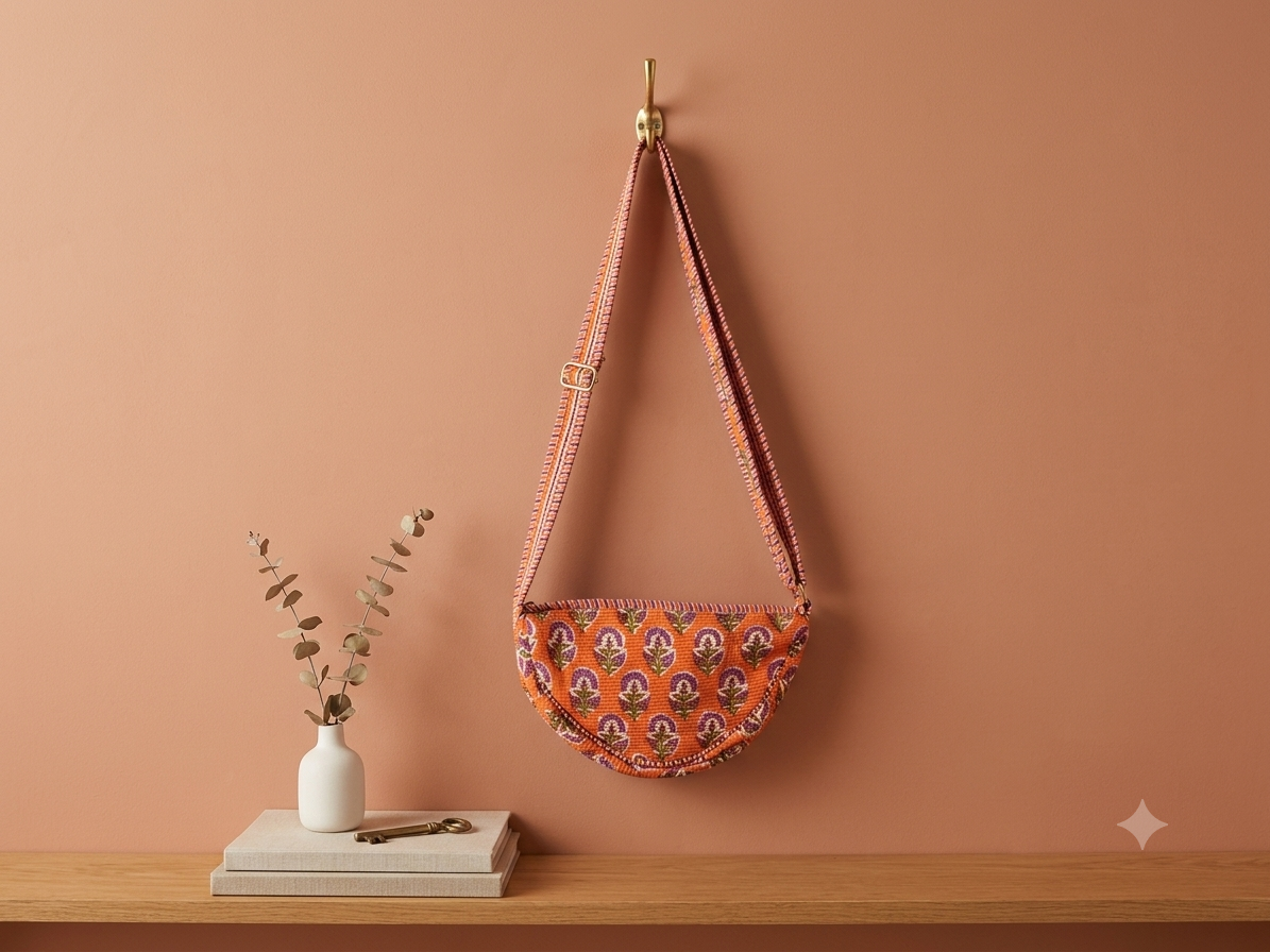 Handblock Quilted Sling Bag