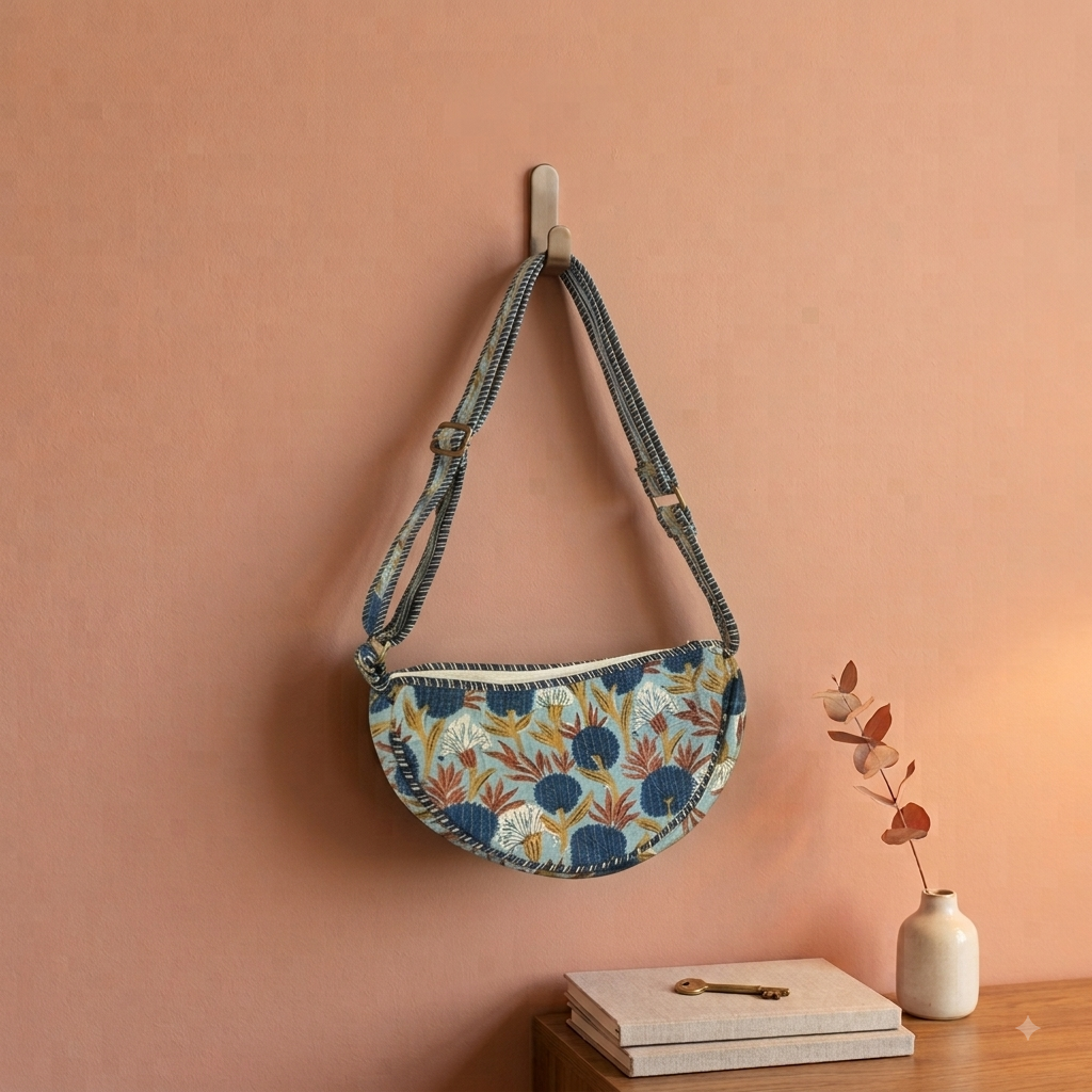 Handblock Quilted Sling Bag