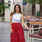 Red Lips Pleated Skirt (XS,L,XL,XXL)