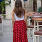 Red Lips Pleated Skirt (XS,L,XL,XXL)