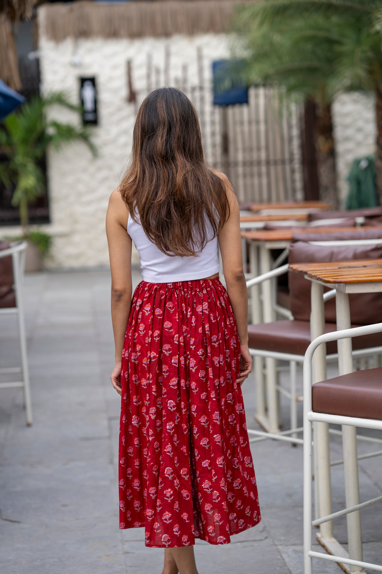 Red Lips Pleated Skirt (XS,L,XL,XXL)